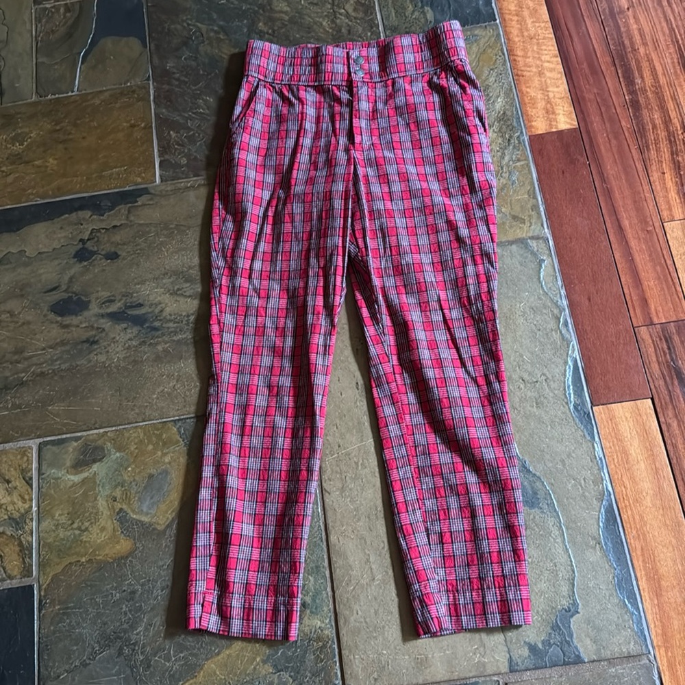 Really comfy red and black plaid Hollister pants.